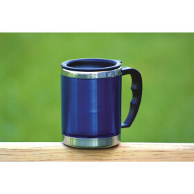 BasicNature Edelstahl Thermobecher Mug blau 0,42 L