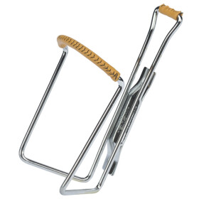 VINTAGE Flaschenhalter Chromstahl mit Lederbesatz