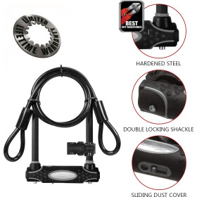 Master Lock Bügelschloss mit Kabel 210x110x13mm...