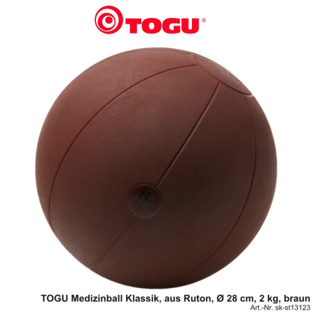 TOGU Medizinball Klassik, aus Ruton, Ø 28 cm, 2 kg, braun